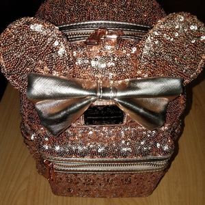 DISNEY Loungefly Rosegold Sequin Backpack NEW with Tags